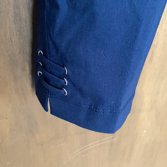 Emaline navy blue pull on pant with stretch design detail at hemline 4P - Picture 12 of 13